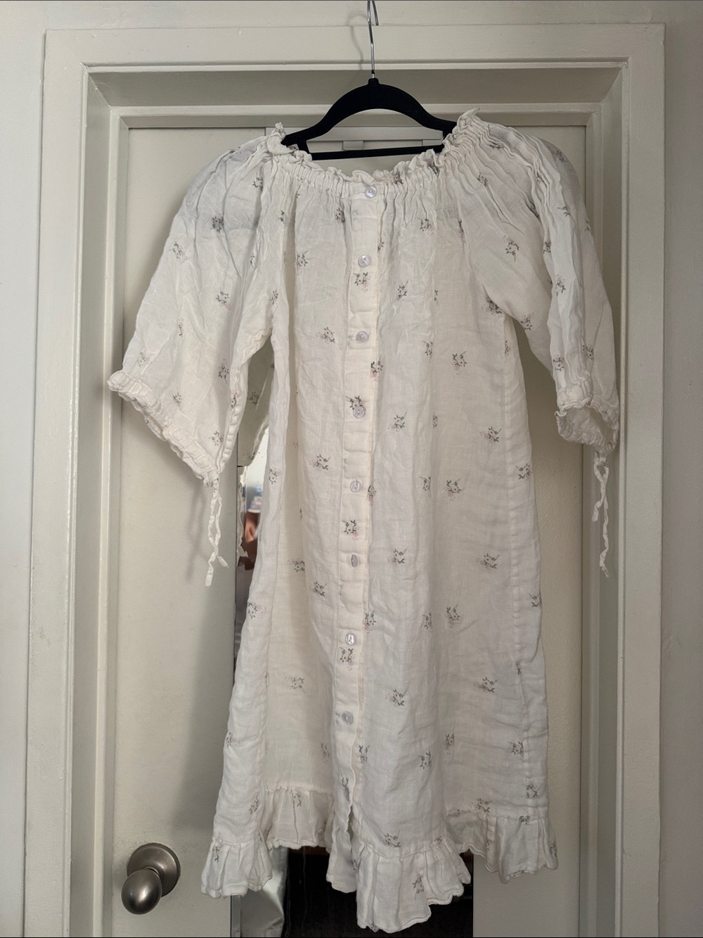 Sleeper Cha-Cha Ruffled Midi Slip Dress Linen